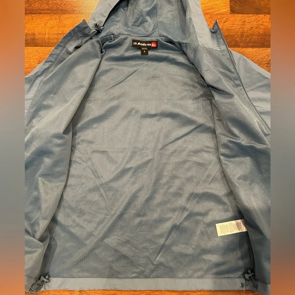 Quiksilver Men's Hooded Windbreaker Lightweight Water-Resistant Jacket Blue Sz S